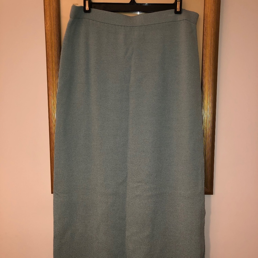 St John Evening Marie Gray Santana Blue knit skirt
